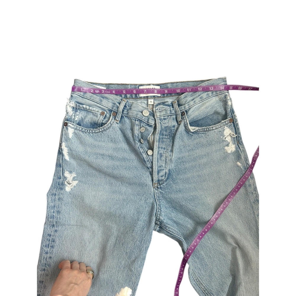 Agolde 90's Crop Jeans Straight Leg Distressed Light Wash Blue Women's 25 - Picture 5 of 10